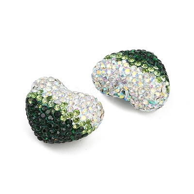 Gradient Color Heart Shaped Polymer Clay Rhinestone Beads CLAY-NH0002-03B-1