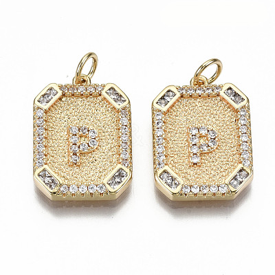 Brass Micro Pave Clear Cubic Zirconia Pendants KK-S356-234P-G-NF-1