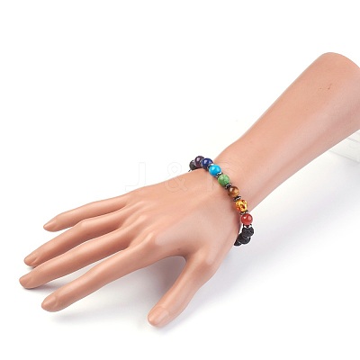 Natural/Synthetic Mixed Stone Stretch Bracelets BJEW-JB03945-01-1
