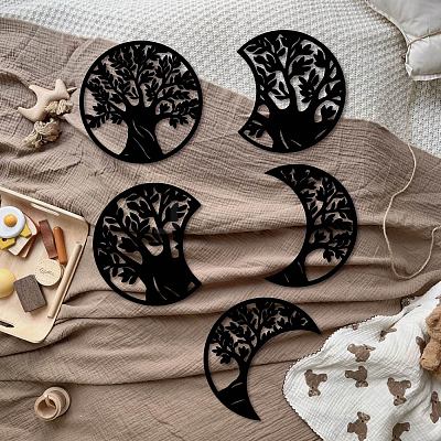 Wood Moon Phase Pendant Decoration HJEW-WH20013-005-1
