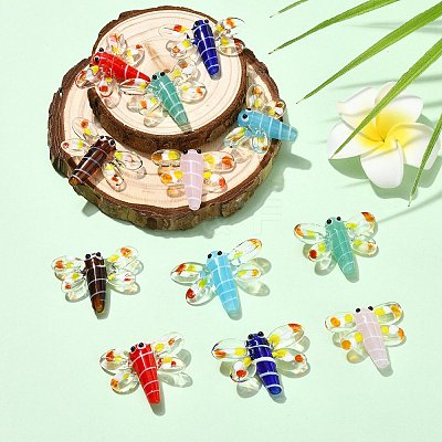 12Pcs 6 Colors Autumn Theme Handmade Lampwork Beads LAMP-CJ0002-91-1