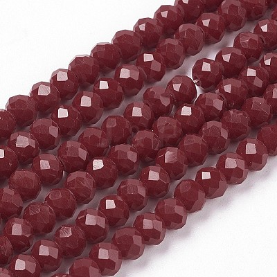 Faceted Solid Color Glass Rondelle Beads Strands X-GLAA-Q044-6mm-25-1