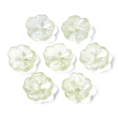Transparent Spray Painted Imitation Jade Glass Beads GLAA-Q089-003-E002-1