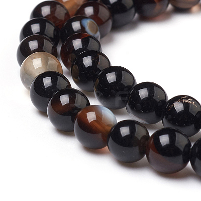 Natural Black Agate Beads Strands X-G-L555-04-6mm-1