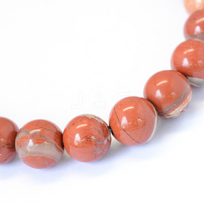 Natural Red Jasper Round Bead Strands X-G-E334-8mm-27-1