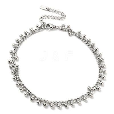 Non-Tarnish 304 Stainless Steel Round Ball Charms Link Chain Anklets LS-AJEW-G054-01P-1