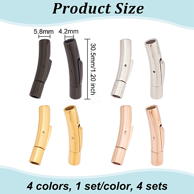 4 Sets 4 Colors 316L Surgical Stainless Steel Bayonet Clasps STAS-OC0001-17B-1