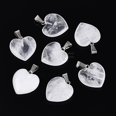 Heart Natural Crystal Pendants G-Q438-15-1
