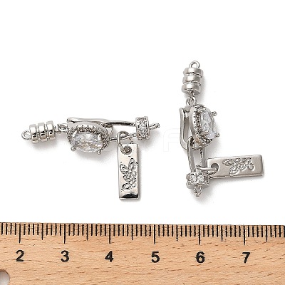Brass Micro Pave Clear Cubic Zirconia Fold Over Clasps KK-B110-04P-1