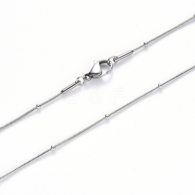 Non-Tarnish 304 Stainless Steel Round Snake Chain Necklace NJEW-S420-009C-P-1