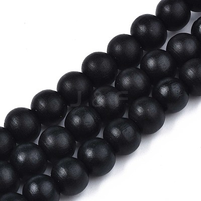 Painted Natural Wood Beads Strands WOOD-S053-54A-1