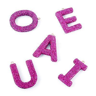 5Pcs 5 Styles Handmade Polymer Clay Rhinestone Big Pendants FIND-BT0001-39C-1