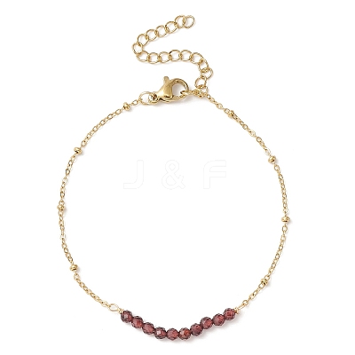 4Pcs 4 Style Natural Mixed Gemstone Beaded Link Braclet with Satellite Chains BJEW-JB09496-02-1