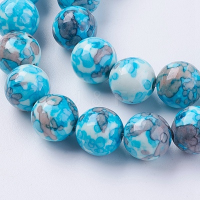 Synthetic Ocean White Jade(Rain Flower Stone) Beads Strands G-GR8MM-223-1