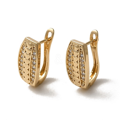 Brass Micro Pave Cubic Zirconia Hoop Earring EJEW-L271-02KCG-01-1