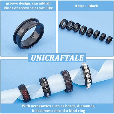 16pcs 8 Style Stainless Steel Grooved Finger Ring Settings RJEW-UN0001-29-1