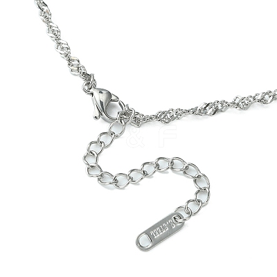 304 Stainless Steel Singapore Chain Necklace for Men Women NJEW-YW0001-11-1