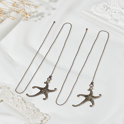 2Pcs Starfish Alloy Charms Ceiling Fan Pull Chain Extenders HJEW--LP00078-1