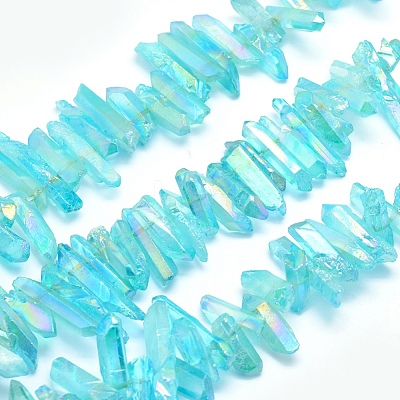 Electroplated Natural Quartz Crystal Beads Strands G-P368-05C-1