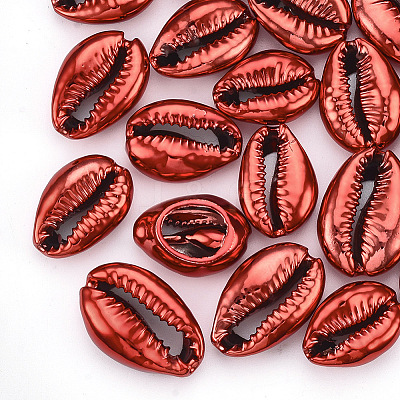 UV Plated Natural Cowrie Shell Beads X-SHEL-S266-07A-1