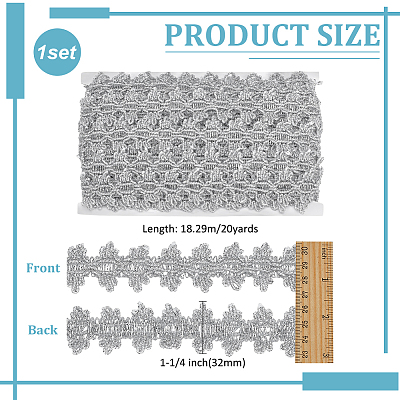 Polyester Wavy Lace Ribbon OCOR-WH0082-365B-1