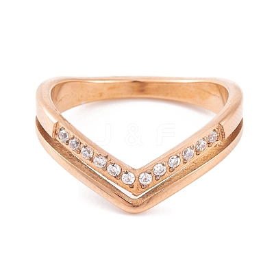 PVD Vacuum Plating 304 Stainless Steel Finger Ring for Women RJEW-C086-14-RG-1