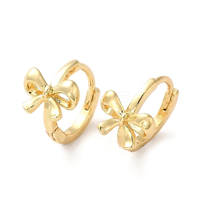 Brass Bowknot Hoop Earrings for Women ZIRC-Q201-15G-1