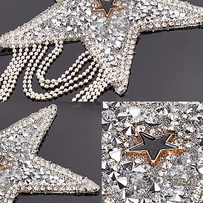 4 Pcs 4 Style Sparkling Rhinestone Iron on Patches DIY-GF0005-21-1