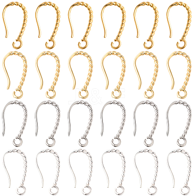 40Pcs 4 Colors Long-Lasting Plated Brass Ear Wire KK-SC0006-51-1