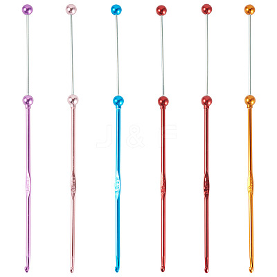 6Pcs 5 Colors DIY Alloy Beadable Crochet Hooks AJEW-TA0003-51-1
