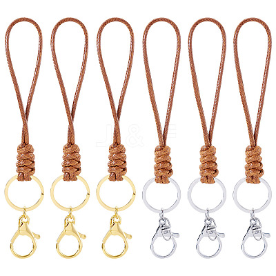 10Pcs 2 Colors Eco-Friendly Korean Waxed Polyester Cord Keychains KEYC-TA00032-1