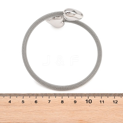 304 Stainless Steel Mesh Chain Bangles for Women BJEW-D460-05P-1