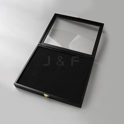 Rectangle Wooden Badge Display Cases CON-WH0085-155-1