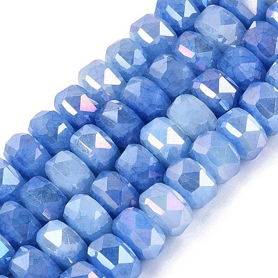 Electroplate Crackle Imitation Jade Glass Beads Strands EGLA-Q135-01A-C02-1
