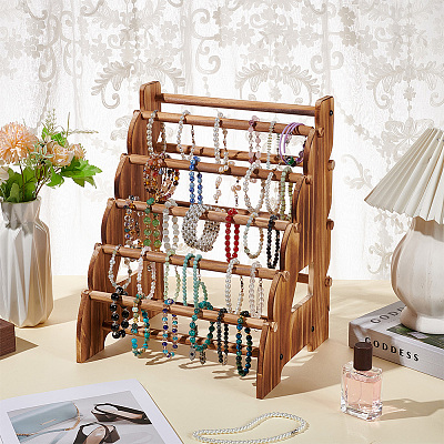 5 Layers Wood Bracelet Organizer Display Stands BDIS-WH0011-06-1