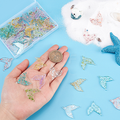 60Pcs 6 Colors Transparent Resin Pendants RESI-PH0001-69-1