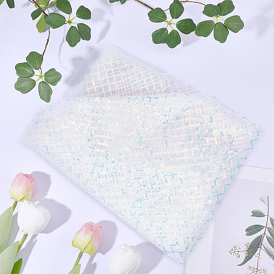 1M Polyester & PVC Sequined Mesh Fabric DIY-CY0003-54B-1