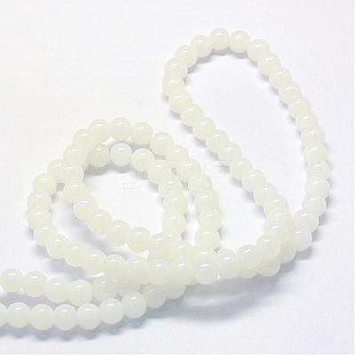 Baking Paint Imitation Jade Glass Round Bead Strands DGLA-Q021-4mm-01-1