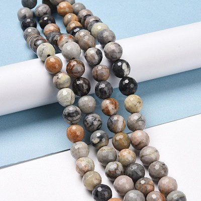 Natural Polychrome Jasper/Picasso Stone/Picasso Jasper Bead Strands G-E571-17B-1