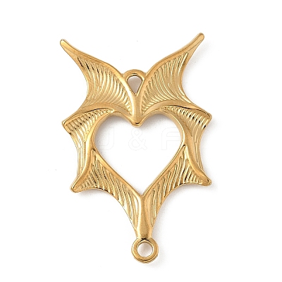 304 Stainless Steel Bat Wings Heart Links Connector Charms STAS-S186-13G-1
