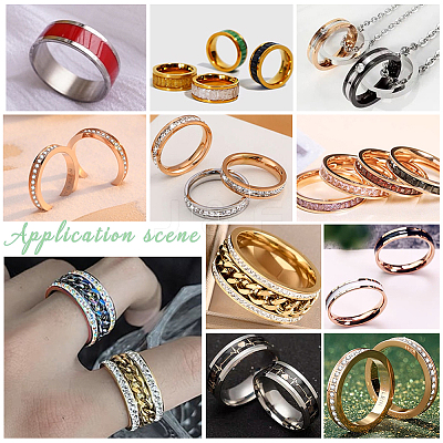 14pcs 7 size Unisex Stainless Steel Grooved Finger Ring Sets RJEW-UN0002-65G-1
