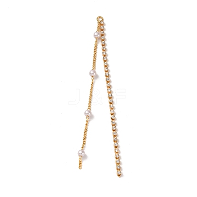 Brass Micro Pave Clear Cubic Zirconia & ABS Plastic Pearl Big Pendants KK-G510-05G-1