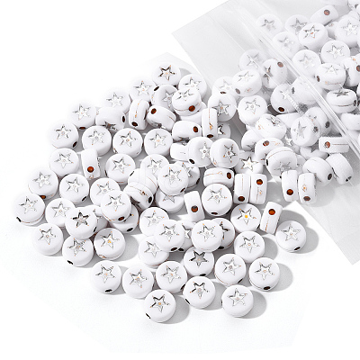 White Opaque Acrylic Beads PACR-YW0001-04B-1