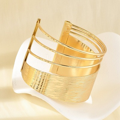 Alloy Open Cuff Bangles BJEW-K272-01G-1