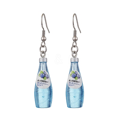 Resin Cocktail Pendants & 304 Stainless Steel Dangle Earrings for Women EJEW-JE06406-1