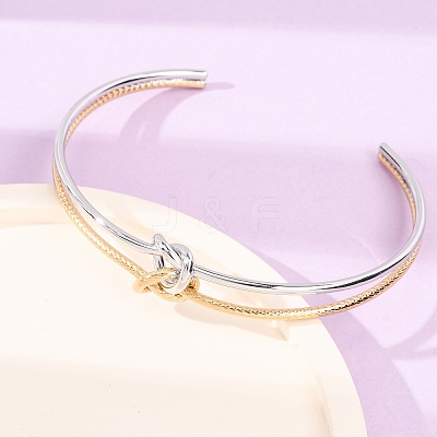 Duo Tone 304 Stainless Steel Knot Open Cuff Bangles for Women SA-CBA2192-05GP-04-1