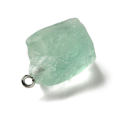 Raw Rough Natural Green Fluorite Pendants G-A028-01C-1