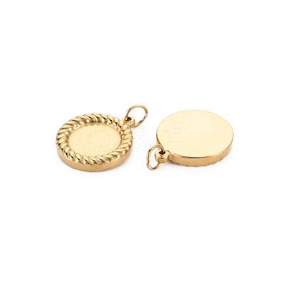 Ion Plating(IP) 304 Stainless Steel Pendant Enamel Settings STAS-N097-204A-02LG-1