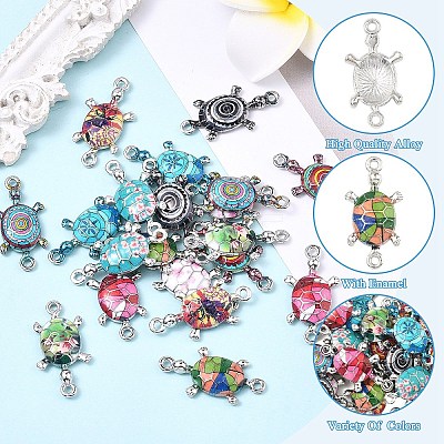 20Pcs 10 Colors Alloy Enamel Connector Charms ENAM-YW0008-59-1