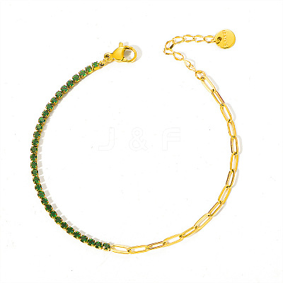 304 Stainless Steel Micro Pave Cubic Zirconia Link Bracelets FS-WGD7E2A-05-1